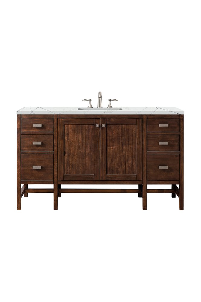 James Martin - Addison 60" Single Vanity, Mid-Century Acacia w/ 3 CM Ethereal Noctis Silestone Top - E444-V60S-MCA-3ENC view 1