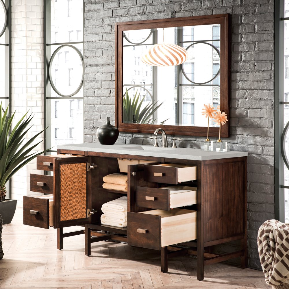 James Martin - Addison 60" Single Vanity, Mid-Century Acacia w/ 3 CM Lime Delight Silestone Top - E444-V60S-MCA-3LDL view 4