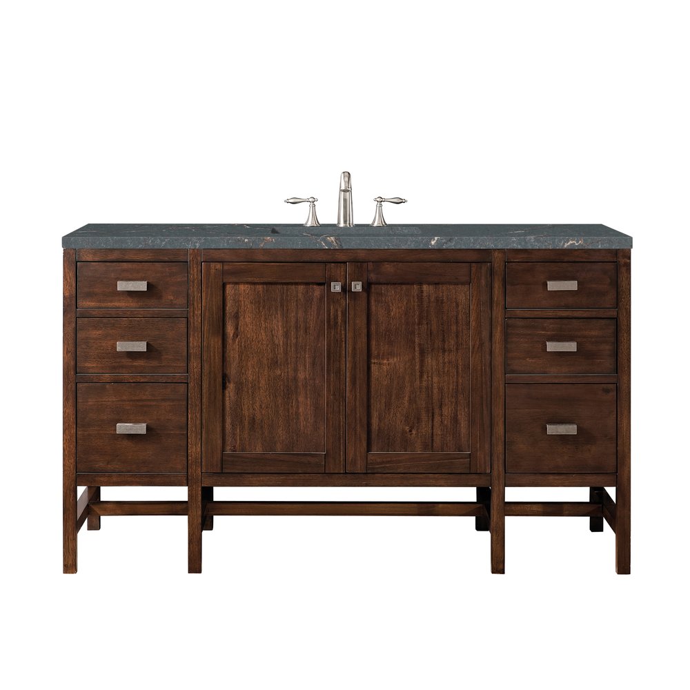 James Martin - Addison 60" Single Vanity, Mid-Century Acacia w/ 3 CM Parisien Bleu Silestone Top - E444-V60S-MCA-3PBL view 1