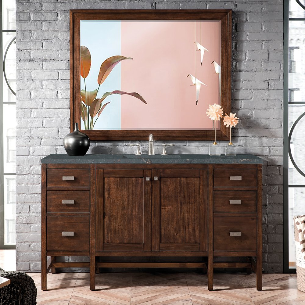 James Martin - Addison 60" Single Vanity, Mid-Century Acacia w/ 3 CM Parisien Bleu Silestone Top - E444-V60S-MCA-3PBL view 2