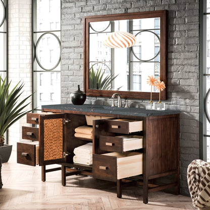 James Martin - Addison 60" Single Vanity, Mid-Century Acacia w/ 3 CM Parisien Bleu Silestone Top - E444-V60S-MCA-3PBL view 4