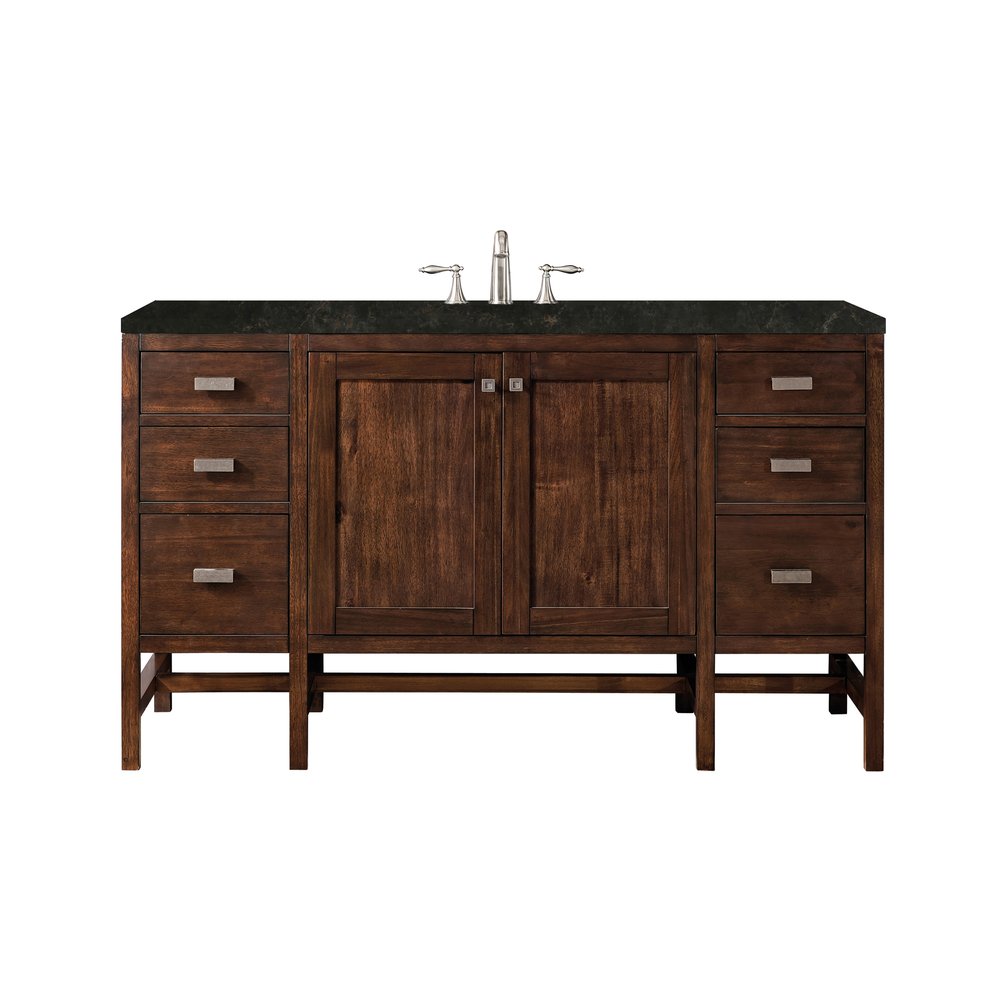 James Martin - Addison 60" Single Vanity, Mid-Century Acacia, w/ 3 CM Phantome Eclos Top - E444-V60S-MCA-3PHT view 1