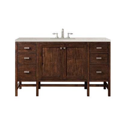 James Martin - Addison 60" Single Vanity, Mid-Century Acacia, w/ 3 CM Siberian Silestone Top - E444-V60S-MCA-3SFR view 1