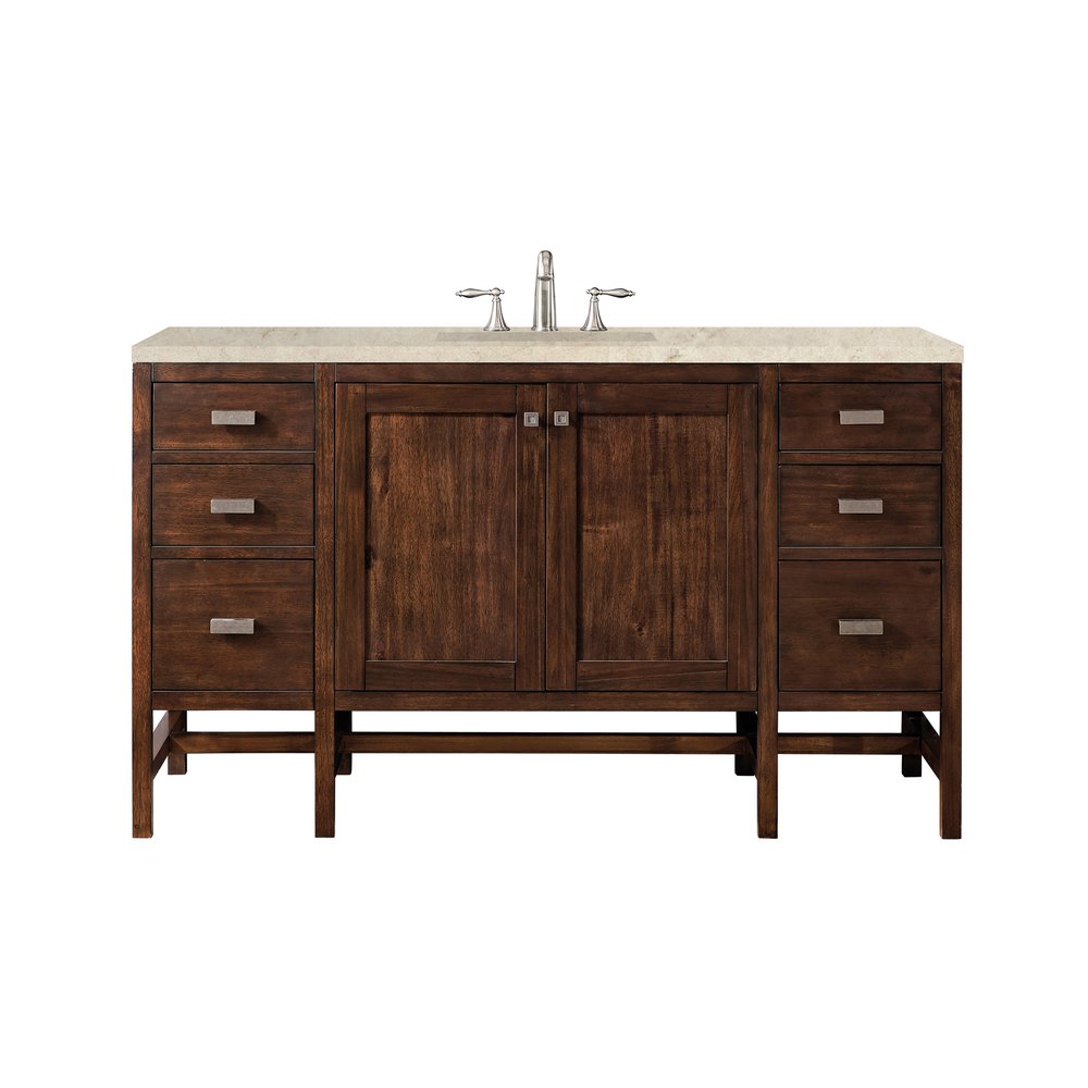 James Martin - Addison 60" Single Vanity, Mid-Century Acacia, w/ 3 CM Tajnar Eclos Top - E444-V60S-MCA-3TJR view 1
