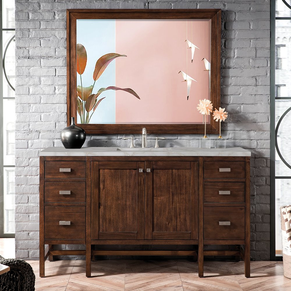 James Martin - Addison 60" Single Vanity, Mid-Century Acacia w/ 3 CM Victorian Silver Silestone Top - E444-V60S-MCA-3VSL view 2
