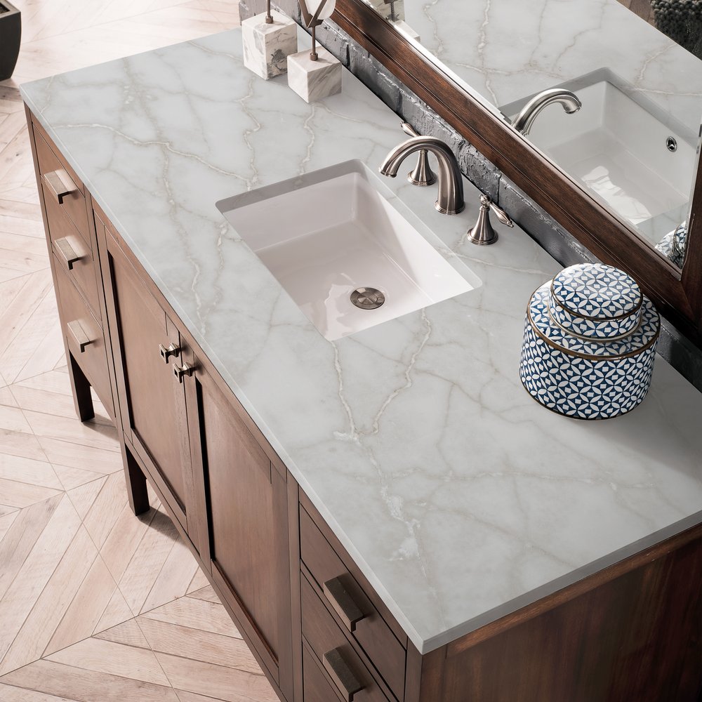 James Martin - Addison 60" Single Vanity, Mid-Century Acacia w/ 3 CM Victorian Silver Silestone Top - E444-V60S-MCA-3VSL view 5