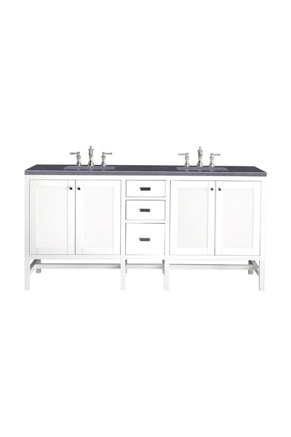 James Martin - Addison 72" Double Vanity, Glossy White w/ 3 CM Charcoal Soapstone Silestone Top - E444-V72-GW-3CSP view 1