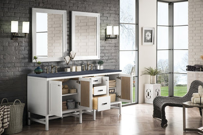 James Martin - Addison 72" Double Vanity, Glossy White w/ 3 CM Charcoal Soapstone Silestone Top - E444-V72-GW-3CSP view 3