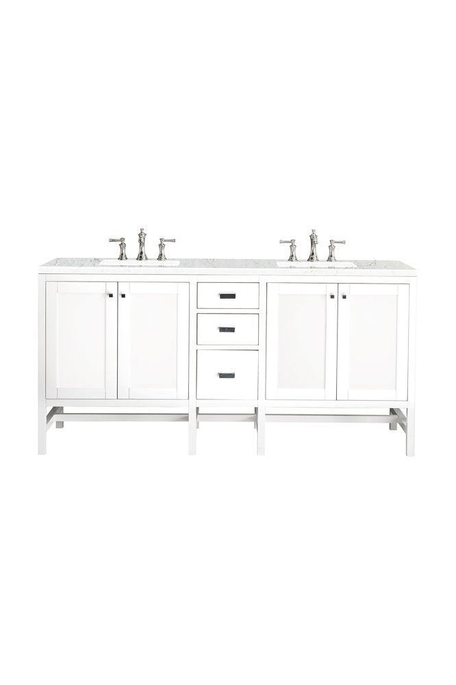 James Martin - Addison 72" Double Vanity, Glossy White w/ 3 CM Eternal Jasmine Pearl Silestone Top - E444-V72-GW-3EJP view 1