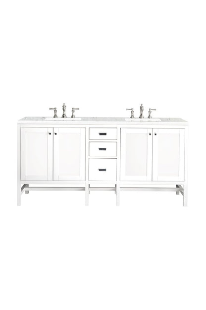 James Martin - Addison 72" Double Vanity, Glossy White w/ 3 CM Eternal Jasmine Pearl Silestone Top - E444-V72-GW-3EJP view 1
