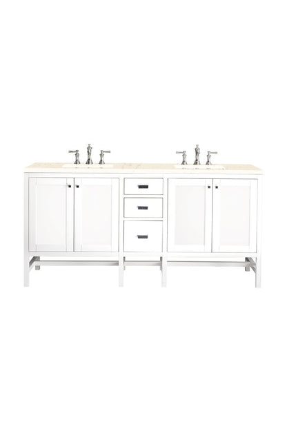 James Martin - Addison 72" Double Vanity, Glossy White w/ 3 CM Eternal Marfil Top - E444-V72-GW-3EMR view 1