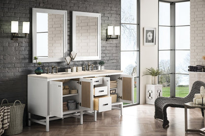 James Martin - Addison 72" Double Vanity, Glossy White w/ 3 CM Eternal Marfil Top - E444-V72-GW-3EMR view 3
