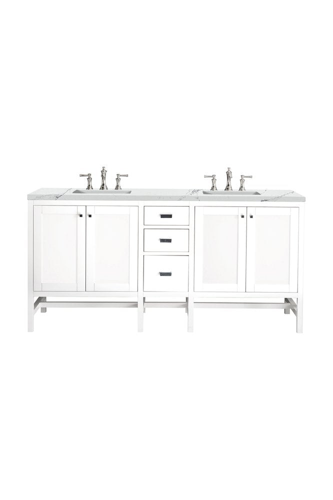 James Martin - Addison 72" Double Vanity, Glossy White w/ 3 CM Ethereal Noctis Top - E444-V72-GW-3ENC view 1