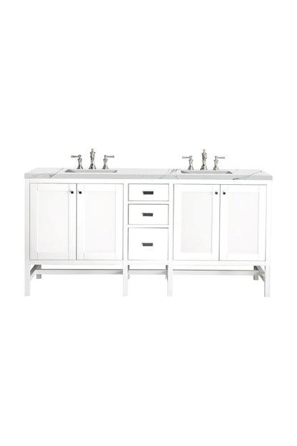 James Martin - Addison 72" Double Vanity, Glossy White w/ 3 CM Ethereal Noctis Top - E444-V72-GW-3ENC view 1