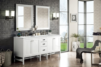James Martin - Addison 72" Double Vanity, Glossy White w/ 3 CM Ethereal Noctis Top - E444-V72-GW-3ENC view 2