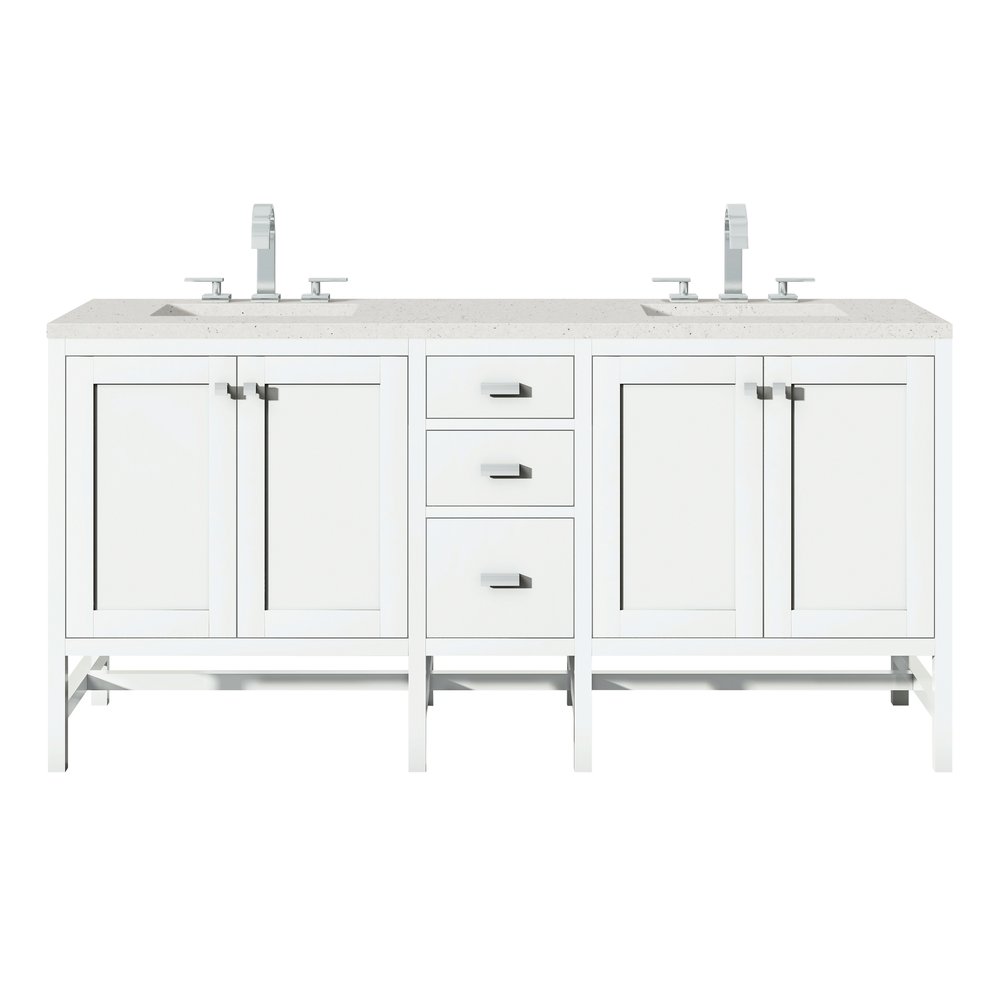 James Martin - Addison 72" Double Vanity, Glossy White w/ 3 CM Lime Delight Silestone Top - E444-V72-GW-3LDL view 1