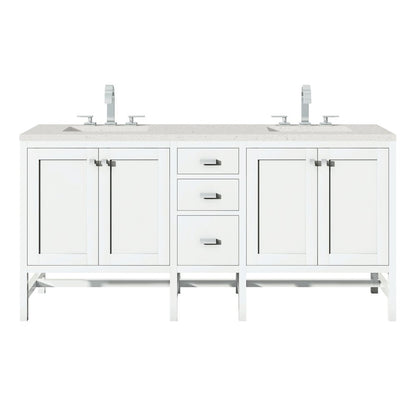 James Martin - Addison 72" Double Vanity, Glossy White w/ 3 CM Lime Delight Silestone Top - E444-V72-GW-3LDL view 1
