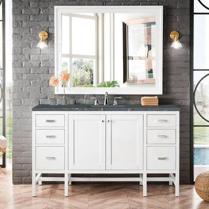 James Martin - Addison 72" Double Vanity, Glossy White w/ 3 CM Parisien Bleu Silestone Top - E444-V72-GW-3PBL view 2
