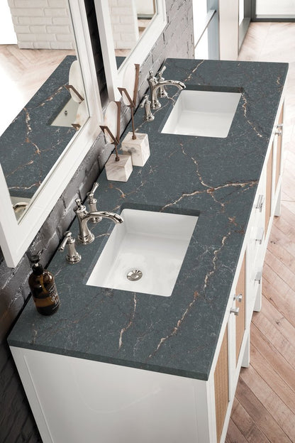 James Martin - Addison 72" Double Vanity, Glossy White w/ 3 CM Parisien Bleu Silestone Top - E444-V72-GW-3PBL view 5