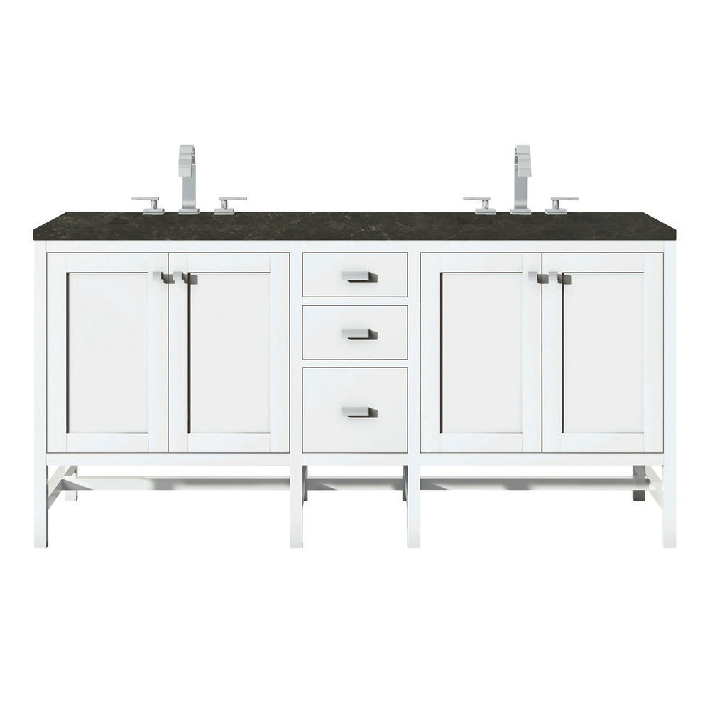 James Martin - Addison 72" Double Vanity, Glossy White, w/ 3 CM Phantome Eclos Top - E444-V72-GW-3PHT view 1