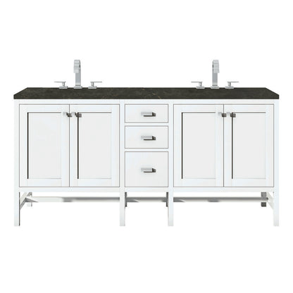 James Martin - Addison 72" Double Vanity, Glossy White, w/ 3 CM Phantome Eclos Top - E444-V72-GW-3PHT view 1