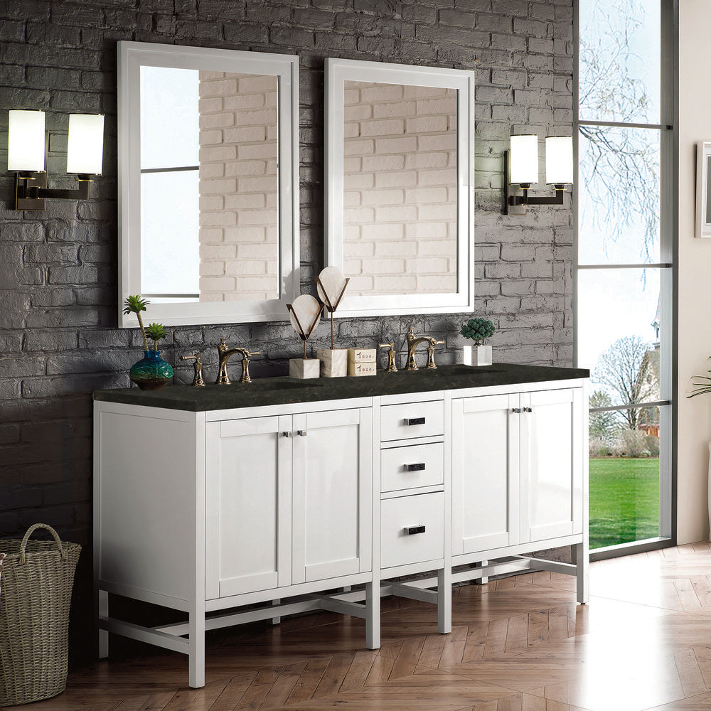 James Martin - Addison 72" Double Vanity, Glossy White, w/ 3 CM Phantome Eclos Top - E444-V72-GW-3PHT view 2