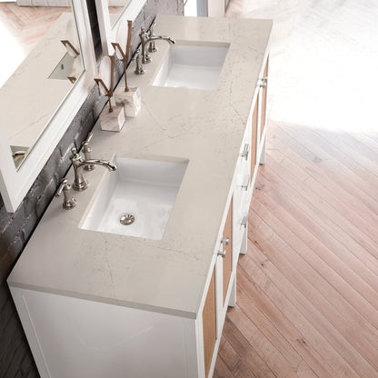 James Martin - Addison 72" Double Vanity, Glossy White, w/ 3 CM Siberian Silestone Top - E444-V72-GW-3SFR view 4
