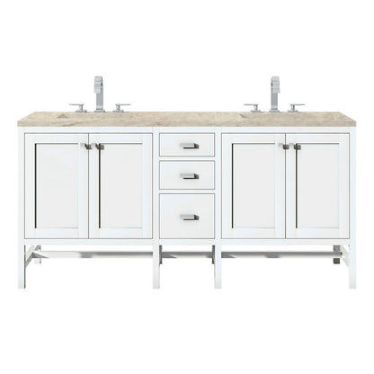James Martin - Addison 72" Double Vanity, Glossy White, w/ 3 CM Tajnar Eclos Top - E444-V72-GW-3TJR view 1