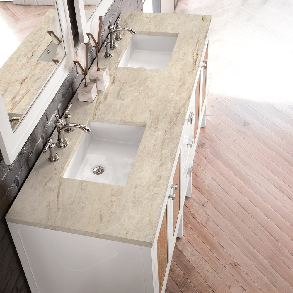 James Martin - Addison 72" Double Vanity, Glossy White, w/ 3 CM Tajnar Eclos Top - E444-V72-GW-3TJR view 4