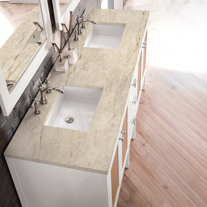 James Martin - Addison 72" Double Vanity, Glossy White, w/ 3 CM Tajnar Eclos Top - E444-V72-GW-3TJR view 4