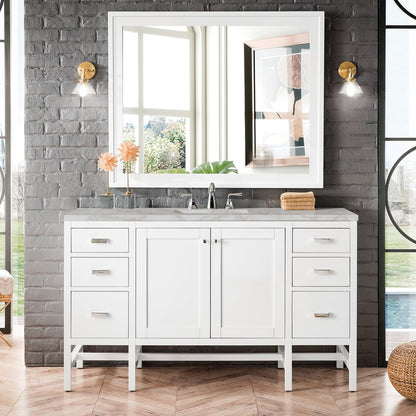 James Martin - Addison 72" Double Vanity, Glossy White w/ 3 CM Victorian Silver Silestone Top - E444-V72-GW-3VSL view 2