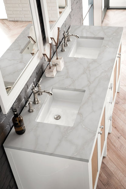 James Martin - Addison 72" Double Vanity, Glossy White w/ 3 CM Victorian Silver Silestone Top - E444-V72-GW-3VSL view 5