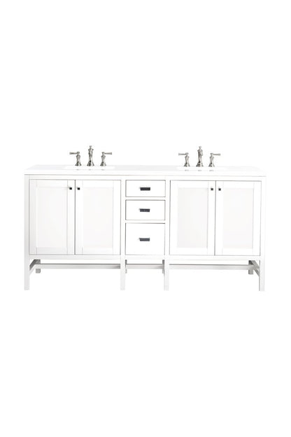 James Martin - Addison 72" Double Vanity, Glossy White w/ 3 CM White Zeus Silestone Top - E444-V72-GW-3WZ view 1