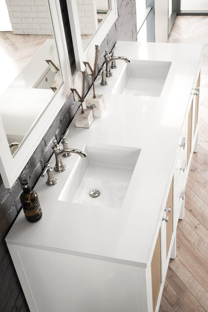 James Martin - Addison 72" Double Vanity, Glossy White w/ 3 CM White Zeus Silestone Top - E444-V72-GW-3WZ view 2