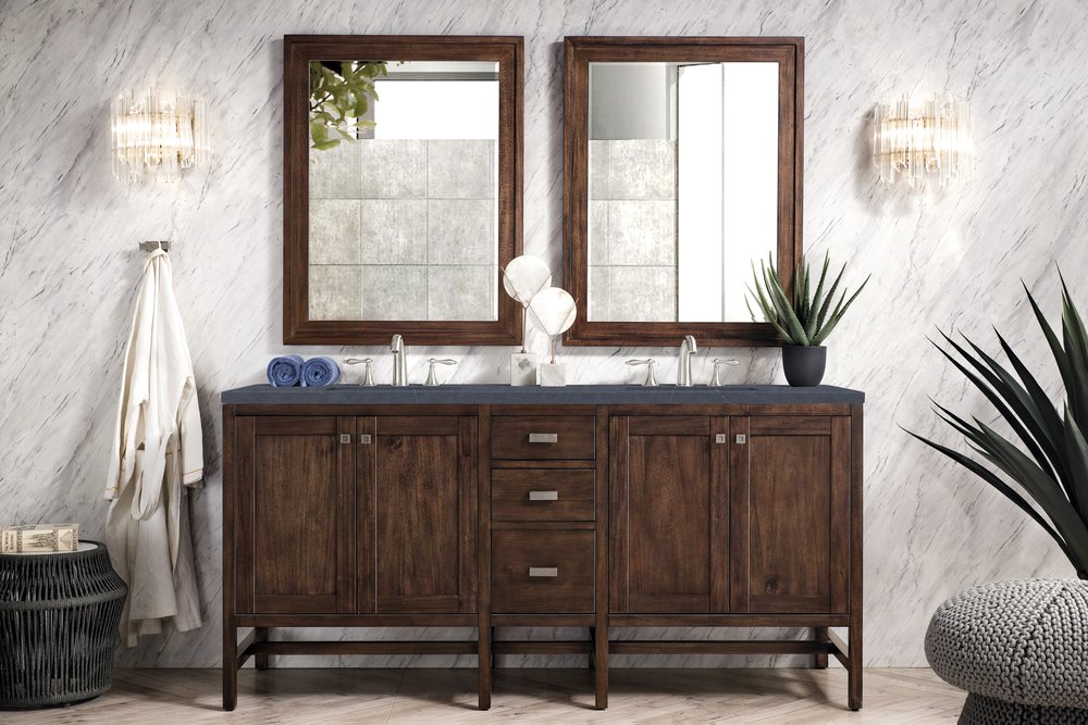 James Martin - Addison 72" Double Vanity, Mid-Century Acacia w/ 3 CM Charcoal Soapstone Silestone Top - E444-V72-MCA-3CSP view 2
