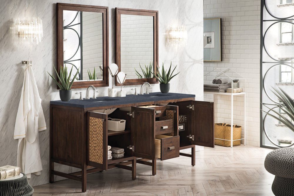 James Martin - Addison 72" Double Vanity, Mid-Century Acacia w/ 3 CM Charcoal Soapstone Silestone Top - E444-V72-MCA-3CSP view 4