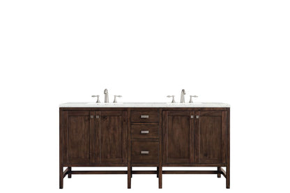 James Martin - Addison 72" Double Vanity, Mid-Century Acacia w/ 3 CM Eternal Jasmine Pearl Silestone Top - E444-V72-MCA-3EJP view 1