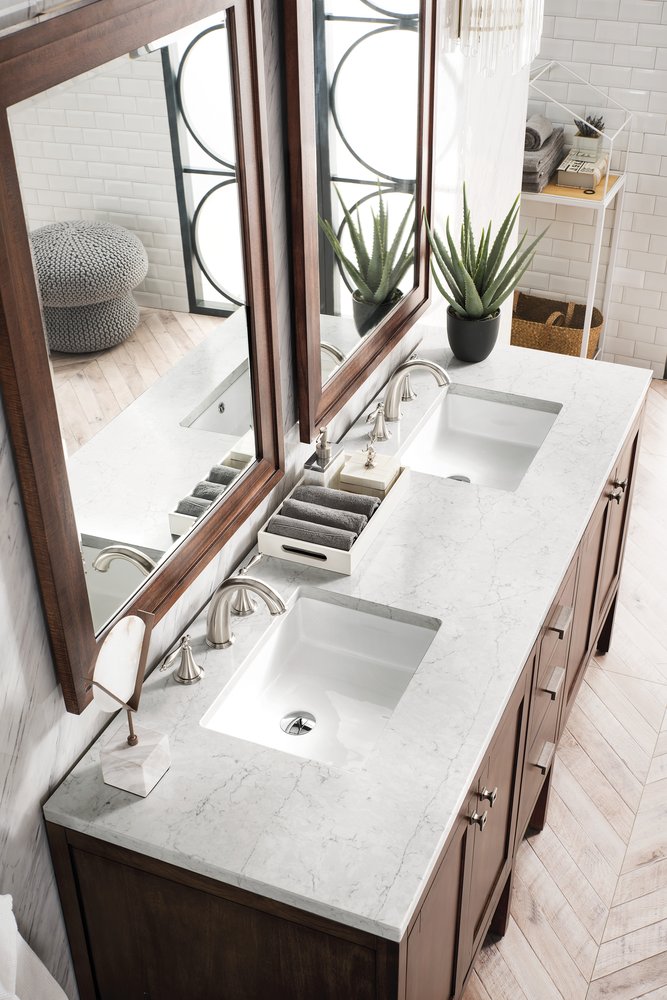 James Martin - Addison 72" Double Vanity, Mid-Century Acacia w/ 3 CM Eternal Jasmine Pearl Silestone Top - E444-V72-MCA-3EJP view 3