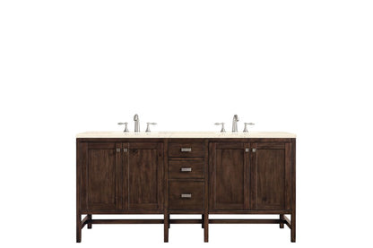 James Martin - Addison 72" Double Vanity, Mid-Century Acacia w/ 3 CM Eternal Marfil Silestone Top - E444-V72-MCA-3EMR view 1