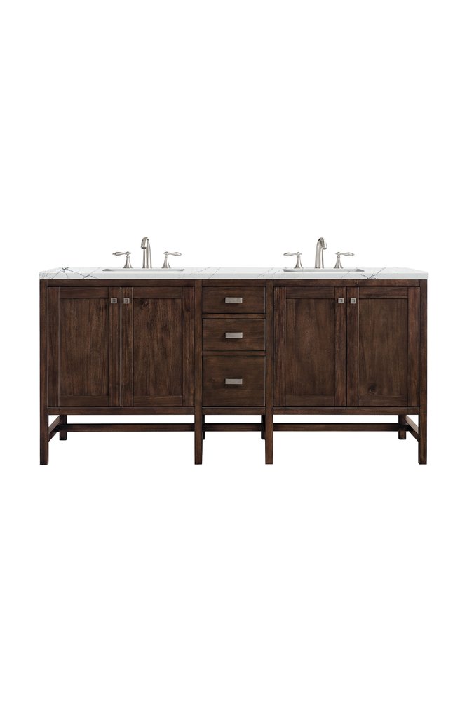 James Martin - Addison 72" Double Vanity, Mid-Century Acacia w/ 3 CM Ethereal Noctis Silestone Top - E444-V72-MCA-3ENC view 1