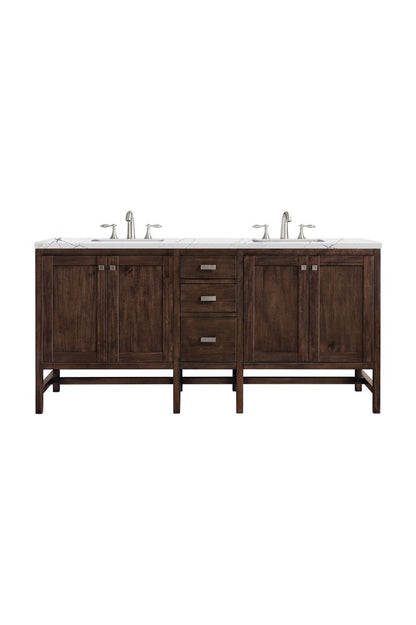 James Martin - Addison 72" Double Vanity, Mid-Century Acacia w/ 3 CM Ethereal Noctis Silestone Top - E444-V72-MCA-3ENC view 1