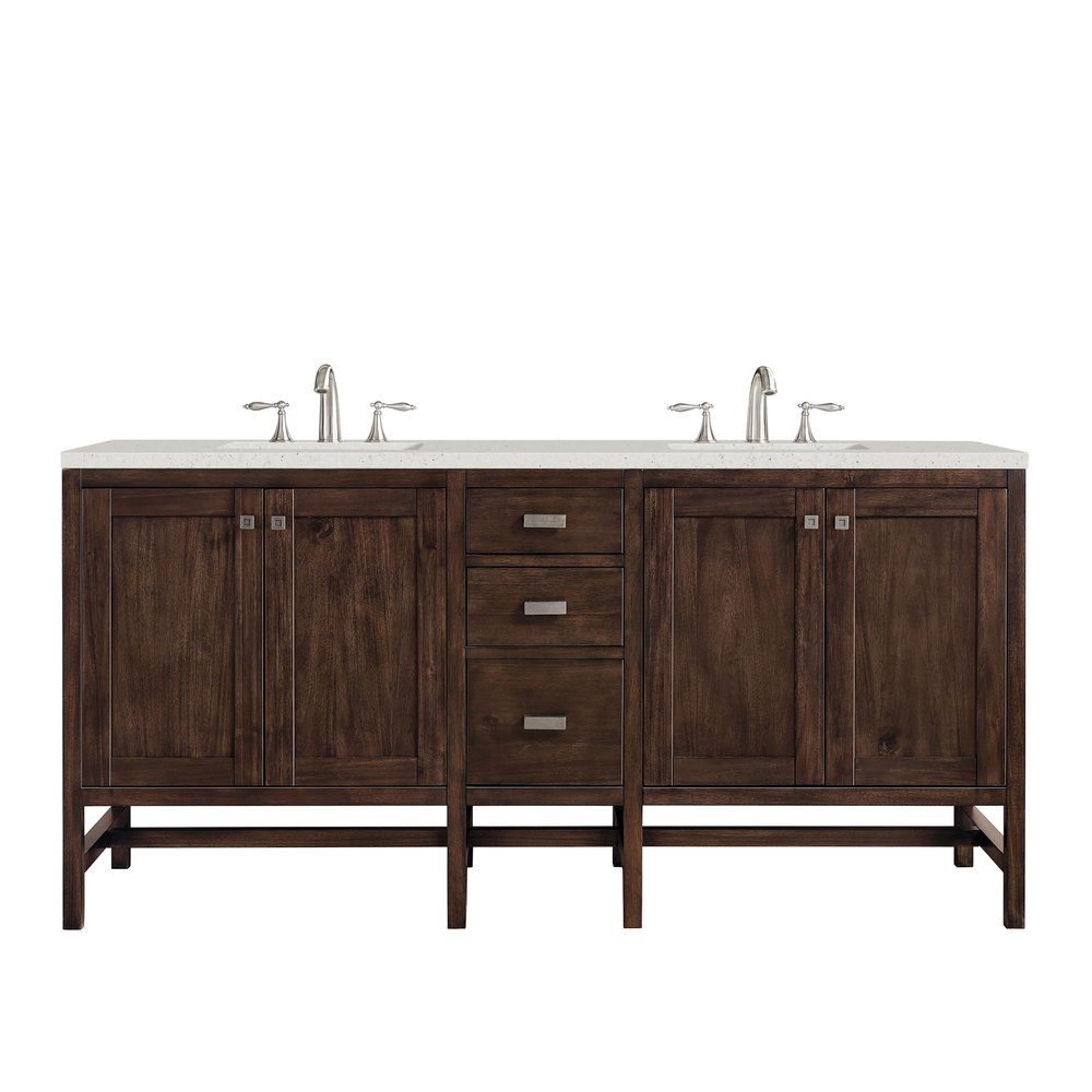James Martin - Addison 72" Double Vanity, Mid-Century Acacia w/ 3 CM Lime Delight Silestone Top - E444-V72-MCA-3LDL view 1