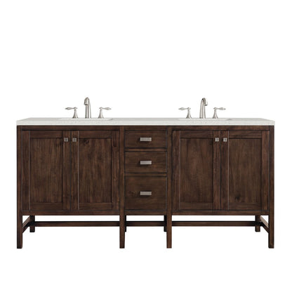 James Martin - Addison 72" Double Vanity, Mid-Century Acacia w/ 3 CM Lime Delight Silestone Top - E444-V72-MCA-3LDL view 1