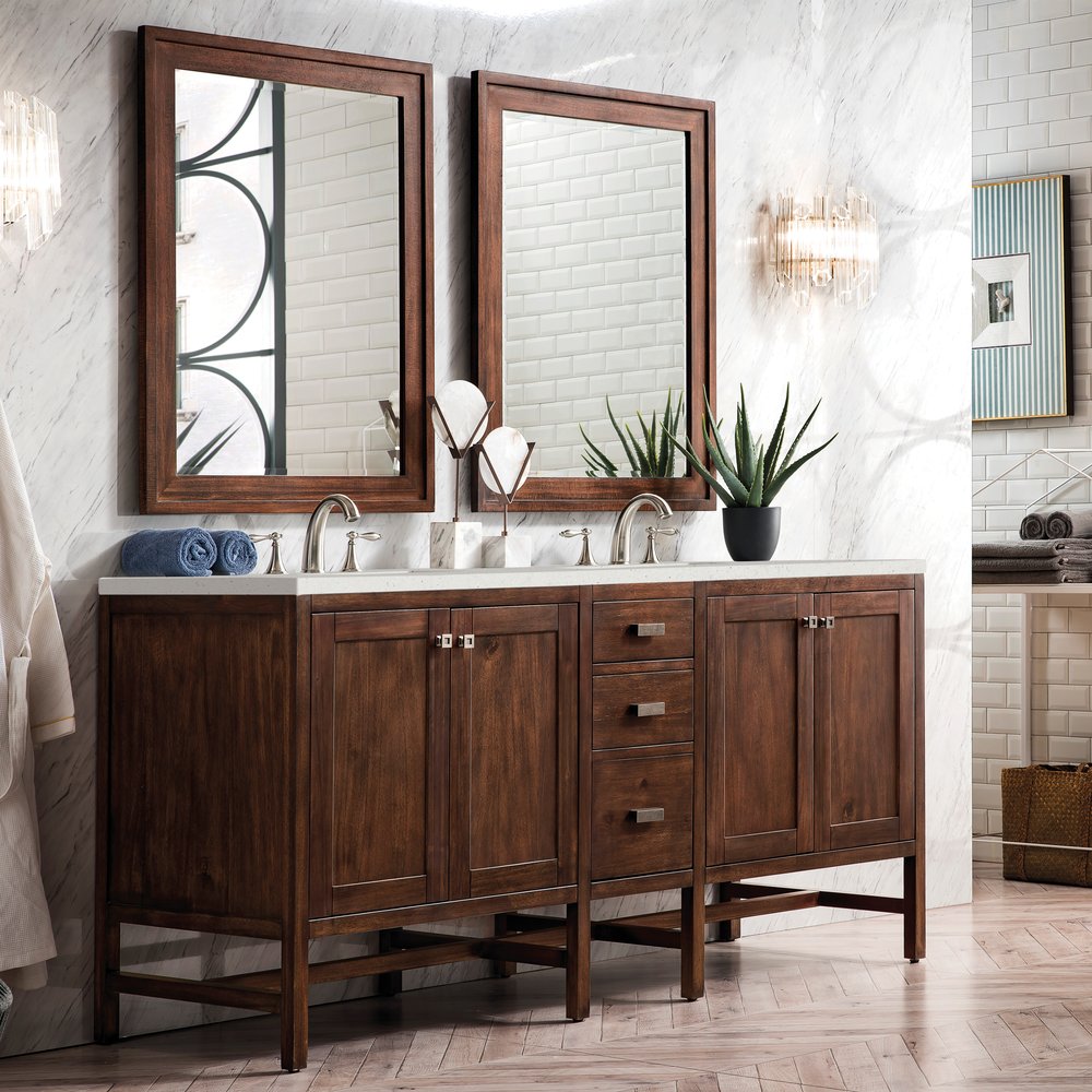 James Martin - Addison 72" Double Vanity, Mid-Century Acacia w/ 3 CM Lime Delight Silestone Top - E444-V72-MCA-3LDL view 3
