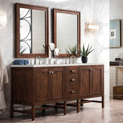 James Martin - Addison 72" Double Vanity, Mid-Century Acacia w/ 3 CM Lime Delight Silestone Top - E444-V72-MCA-3LDL view 3