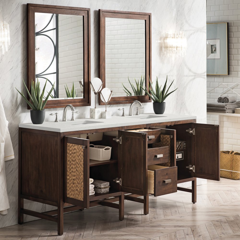 James Martin - Addison 72" Double Vanity, Mid-Century Acacia w/ 3 CM Lime Delight Silestone Top - E444-V72-MCA-3LDL view 4