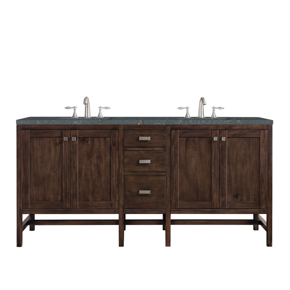 James Martin - Addison 72" Double Vanity, Mid-Century Acacia w/ 3 CM Parisien Bleu Silestone Top - E444-V72-MCA-3PBL view 1