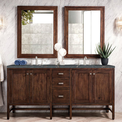James Martin - Addison 72" Double Vanity, Mid-Century Acacia w/ 3 CM Parisien Bleu Silestone Top - E444-V72-MCA-3PBL view 2