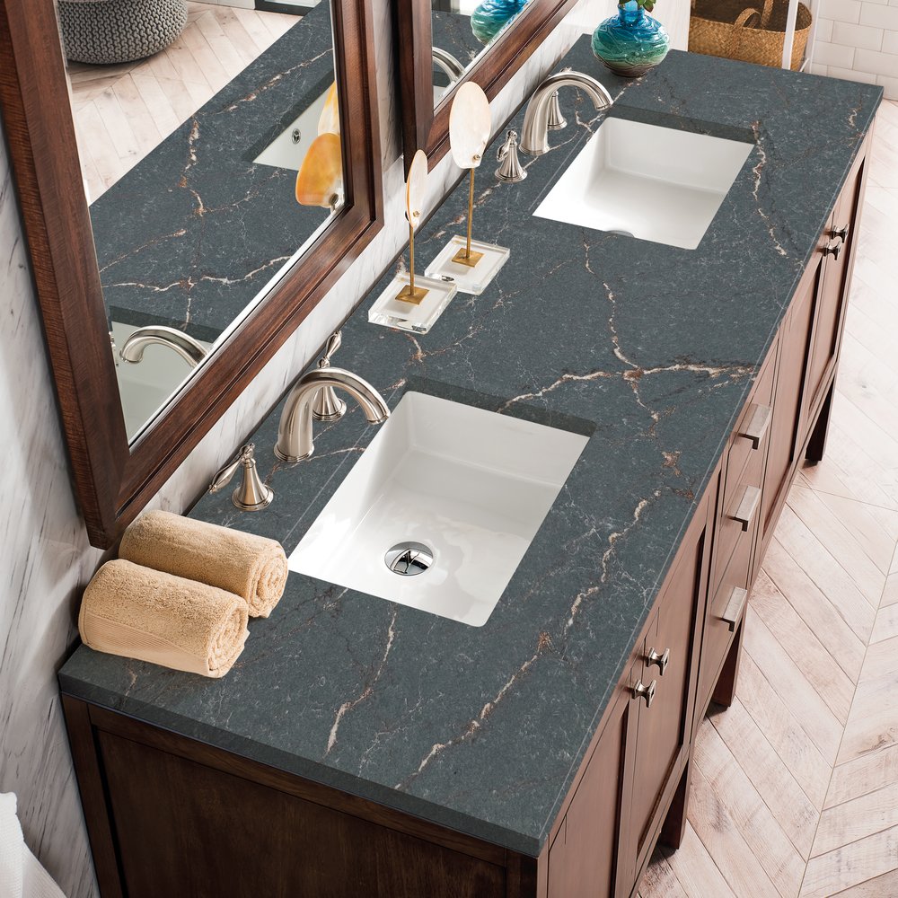 James Martin - Addison 72" Double Vanity, Mid-Century Acacia w/ 3 CM Parisien Bleu Silestone Top - E444-V72-MCA-3PBL view 5