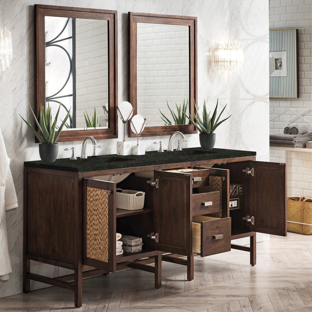 James Martin - Addison 72" Double Vanity, Mid-Century Acacia, w/ 3 CM Phantome Eclos Top - E444-V72-MCA-3PHT view 3
